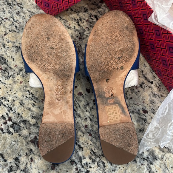 Tory Burch Neptune pineapple flat all leather slide sandals - Picture 5 of 13